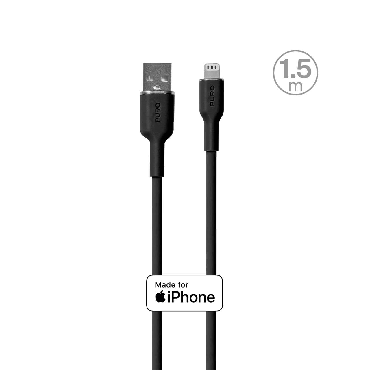 Puro Cavo di ricarica e sincronizzazione SOFT da USB-A a Lightning 1,5m Nuova