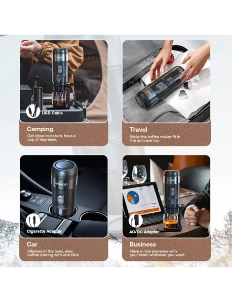 HiBREW H4A 80W Macchina da caffè portatile per auto con supporto Consegna Veloce