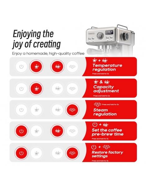 HiBREW H10A Macchina per caffè espresso semiautomatica pressione 19 bar montalatte temperatura regolabile brocca da 350 ml Sottocosto