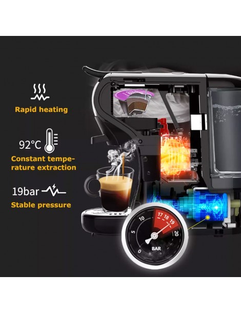 HiBREW H1A 1450W 19 bar Macchina per caffè espresso macchina per caffè caldo/freddo a capsule multiple 4 in 1 - Nero Presa