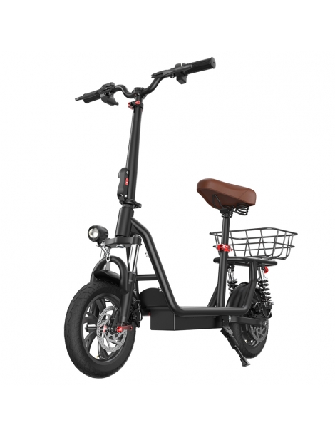 iScooter i12 Monopattino elettrico con sedile e cestino posteriore motore da 500W batteria da 36V 7 5Ah pneumatico da 12" Saldi Di Fabbrica