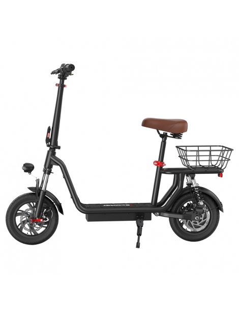 iScooter i12 Monopattino elettrico con sedile e cestino posteriore motore da 500W batteria da 36V 7 5Ah pneumatico da 12" Saldi Di Fabbrica