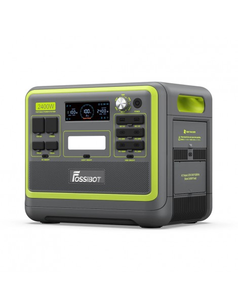 FOSSiBOT F2400 Centrale Elettrica Portatile da 2048Wh/2400W Ricarica Rapida in 1 5 Ore 16 Porte di Uscita - Verde Pezzi Unici