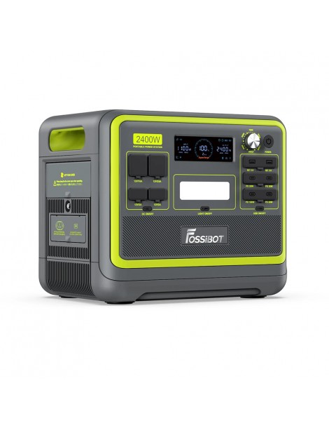 FOSSiBOT F2400 Centrale Elettrica Portatile da 2048Wh/2400W Ricarica Rapida in 1 5 Ore 16 Porte di Uscita - Verde Pezzi Unici
