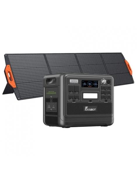 FOSSiBOT F2400 Generatore Solare Portatile da 2048Wh/2400W+Fossibot SP200 18V 200W Pannello Solare Pieghevole - Nero Promozione Limitata