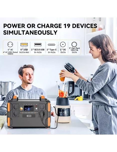 Generatore solare portatile Flashfish F132 1041.6Wh/1000W batteria LiFePo4 uscita 230V AC 19 uscite versione UE Presa