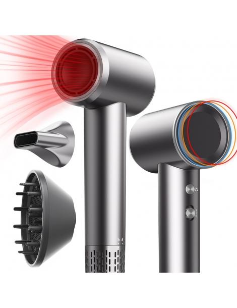 Micollme H6S Asciugacapelli con 2 bocchette asciuga i capelli medi in 2-3 minuti 59dB tecnologia a ioni negativi - grigio 2025