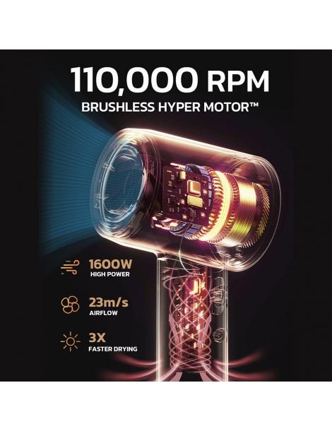 Micollme H6S Asciugacapelli con 2 bocchette asciuga i capelli medi in 2-3 minuti 59dB tecnologia a ioni negativi - grigio 2025