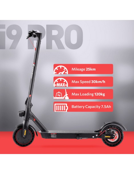 iScooter i9 Pro Scooter elettrico 8 5 pollici Pneumatico a nido d'ape 350W Motore 7 5Ah Batteria 30km/h Velocità massima Nero Comprare a buon mercato