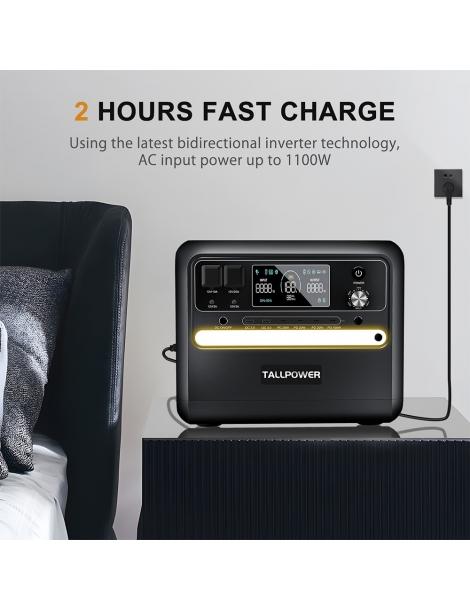 TALLPOWER V2400 Stazione di alimentazione portatile generatore solare LiFePo4 da 2160Wh uscita CA da 2400W UPS - Nero Offerte