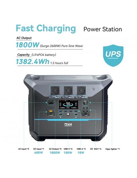 DaranEner NEO1500Pro Generatore Solare Portatile Da 1382Wh uscita CA da 1800W 14 porte Vendita Economica