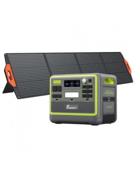 FOSSiBOT F2400 Generatore Solare Portatile da 2048Wh/2400W+SP200 18V 200W Pannello Solare Pieghevole - Verde Moda