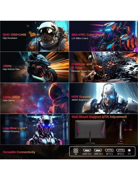 KTC Q24T09 Monitor da gioco pannello IPS veloce risoluzione 2560x1440 180 Hz HDR10 luce blu ridotta Novità