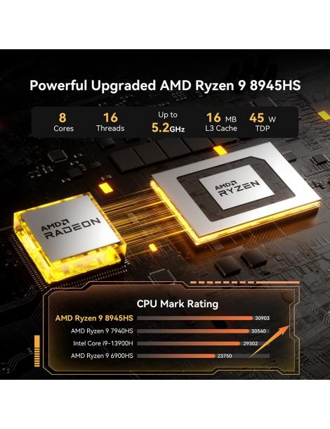 GEEKOM A8 AI Mini PC AMD Ryzen 9 8945HS 8 Core Max 5.2GHz 32GB DDR5 RAM 2TB SSD Vendita