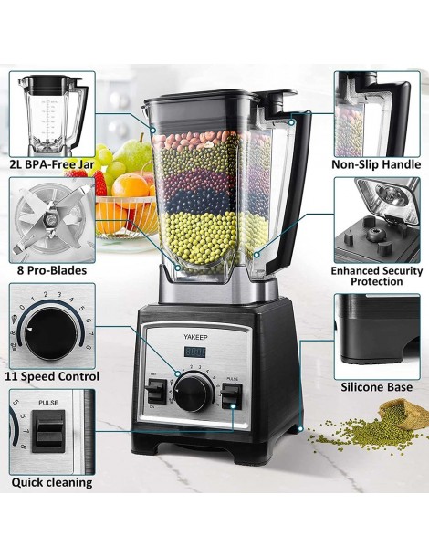 Yakeep 8188 2000W Stand Mixer frullatore per frullati da 2L con agitatore 32000 RPM 8 lame in acciaio Shopping Online