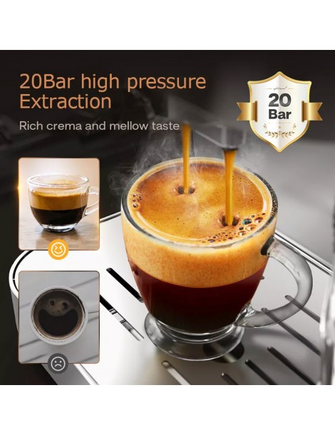 HiBREW H10 1050W macchina da caffè semi-automatica a 20 bar macchina per caffè espresso a cialde e macinato ESE capacità 1 5L Sconto