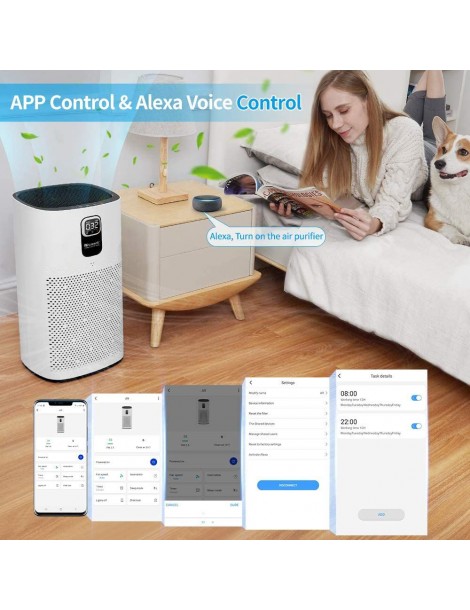 Proscenic A9 Purificatore d'Aria con Filtro H13 True HEPA Connessione WiFi Ampia Copertura di 2904 piedi² Offerte esclusive