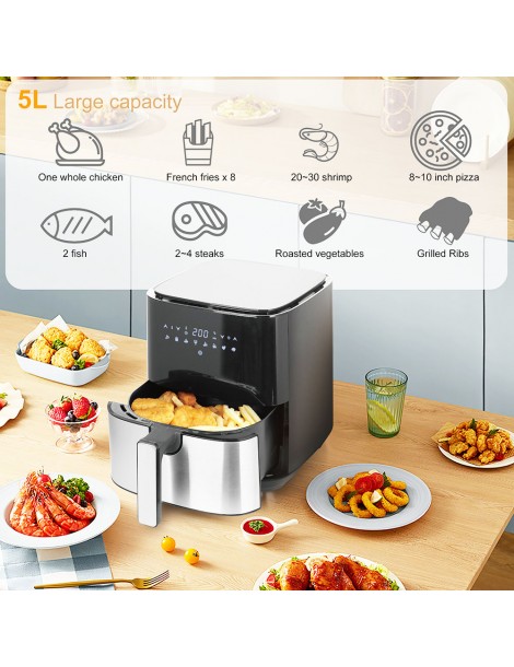 Sonifer SF1014 1450W 5L Friggitrice ad aria senza olio LED Touchscreen friggitrice elettrica Cestello antiaderente Nuova