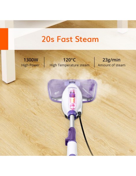 EASINE by ILIFE S50 1300W Mocio a Vapore Cablato 450ml Serbatoio dell'Acqua 10 Livelli Regolabili 120 Gradi Celsius Italia