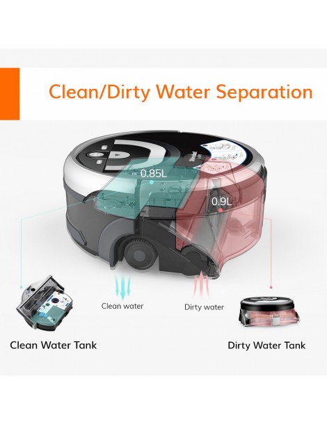 ILIFE W400 1000Pa Robot lavapavimenti 900ml Serbatoio d'acqua Pianificazione giroscopica 4 modalità di pulizia Nuovo