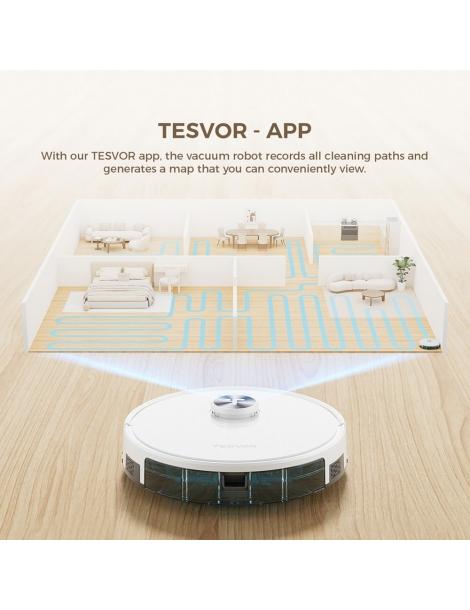 Tesvor S7 Pro AES Robot Aspirapolvere con Stazione di Svuotamento Automatico Funzione Mopping Aspirazione 6000Pa - Bianco Sconto
