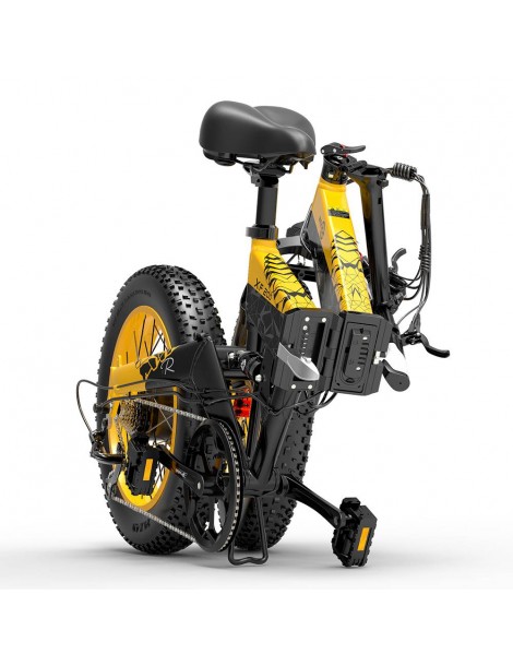 BEZIOR XF200 Bici elettrica pieghevole da 20 pollici con pneumatici grassi Motore da 1000 W Batteria da 48 V 15 Ah - Nero Giallo Sconti questo mese