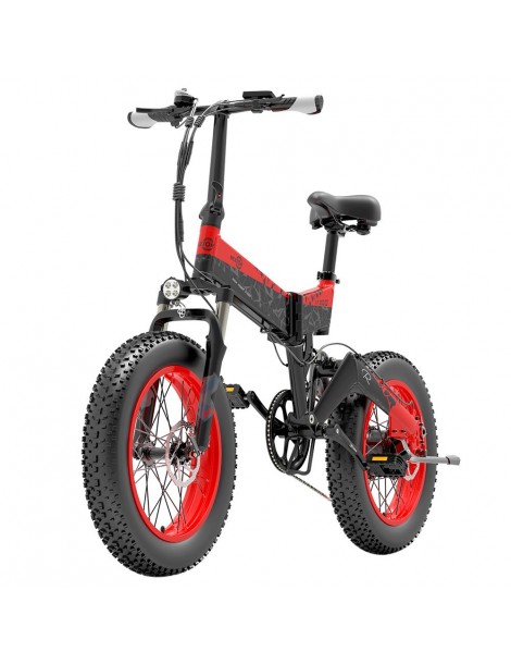 BEZIOR XF200 Bici elettrica pieghevole da 20 pollici con pneumatici grassi Motore da 1000 W Batteria da 48 V 15 Ah - Nero Rosso In Saldo