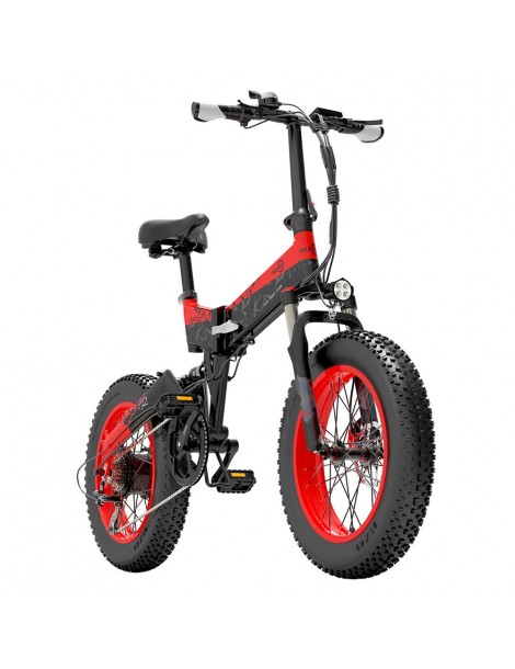 BEZIOR XF200 Bici elettrica pieghevole da 20 pollici con pneumatici grassi Motore da 1000 W Batteria da 48 V 15 Ah - Nero Rosso In Saldo