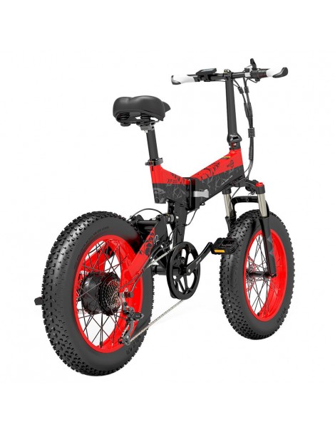 BEZIOR XF200 Bici elettrica pieghevole da 20 pollici con pneumatici grassi Motore da 1000 W Batteria da 48 V 15 Ah - Nero Rosso In Saldo