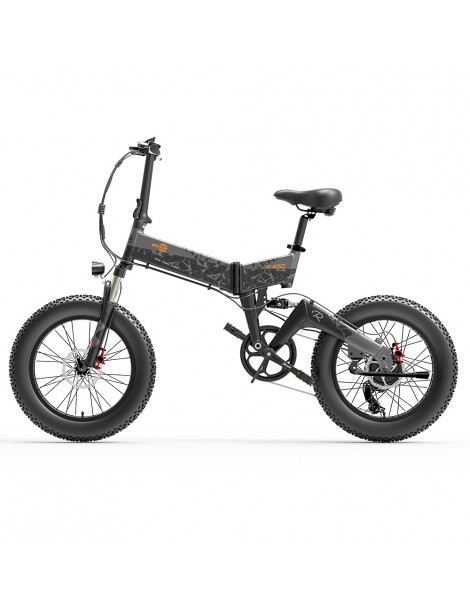 BEZIOR XF200 Bici elettrica pieghevole da 20 pollici con pneumatici grassi Motore da 1000 W Batteria da 48 V 15 Ah - Nero Grigio Nuova