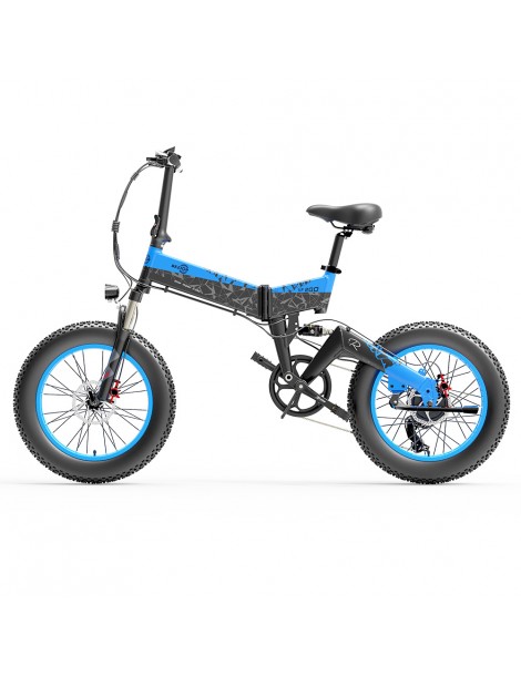 BEZIOR XF200 Bici elettrica pieghevole da 20 pollici con pneumatici grassi Motore da 1000 W Batteria da 48 V 15 Ah - Nero Blu Italia
