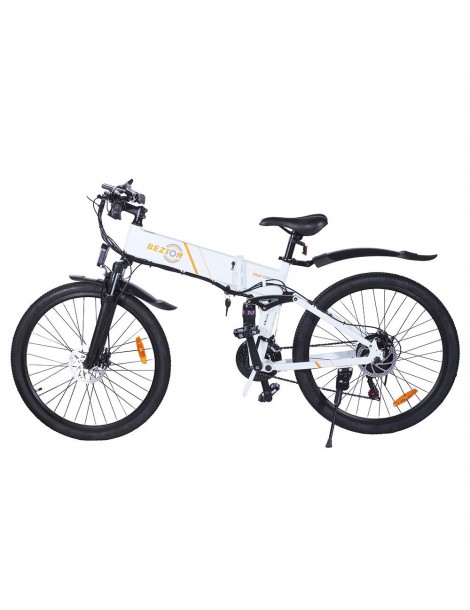 BEZIOR M26 26 Pollici Pneumatici Bicicletta Elettrica Pieghevole - 500W Motore Brushless & 48V 10Ah Batteria - Bianco