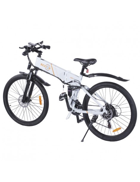 BEZIOR M26 26 Pollici Pneumatici Bicicletta Elettrica Pieghevole - 500W Motore Brushless & 48V 10Ah Batteria - Bianco 2025
