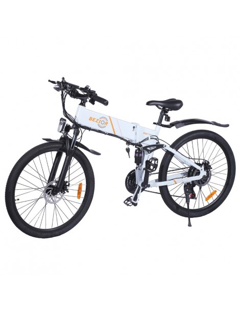 BEZIOR M26 26 Pollici Pneumatici Bicicletta Elettrica Pieghevole - 500W Motore Brushless & 48V 10Ah Batteria - Bianco 2025