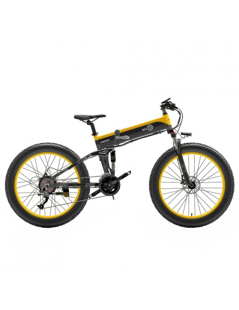 BEZIOR X1000 26 pollici Fat Tire Foldable Electric Bike 1000W Motore Panasonic 48V 12.8Ah Batteria - Nero Giallo 2025