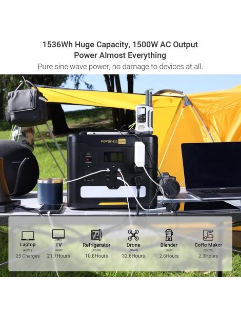 Powerness Hiker U1500 Centrale elettrica portatile generatore solare LiFePO4 da 1536Wh uscita CA da 1500W Convenienza