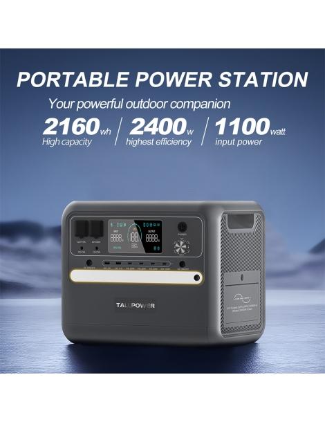 TALLPOWER V2400 Stazione di alimentazione portatile generatore solare LiFePo4 da 2160Wh uscita CA da 2400W UPS - Grigio Presa