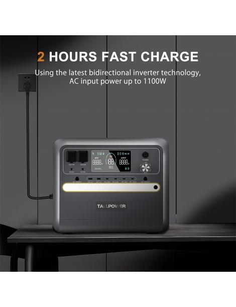 TALLPOWER V2400 Stazione di alimentazione portatile generatore solare LiFePo4 da 2160Wh uscita CA da 2400W UPS - Grigio Presa