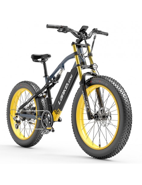 LANKELEISI RV700 16Ah 48V 1000W Bicicletta elettrica - Nero Giallo 2025