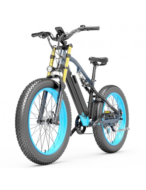 LANKELEISI RV700 16Ah 48V 1000W Bicicletta elettrica - Nero Blu In Linea