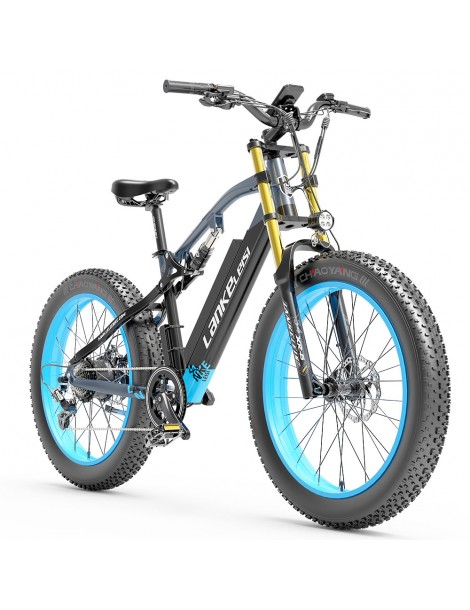 LANKELEISI RV700 16Ah 48V 1000W Bicicletta elettrica - Nero Blu In Linea