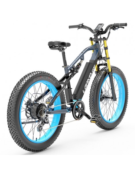 LANKELEISI RV700 16Ah 48V 1000W Bicicletta elettrica - Nero Blu In Linea