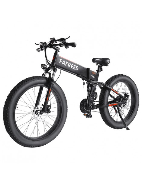 FAFREES FF91 26 Pollici Pneumatici Grassi Mountain Bike Elettrica Pieghevole Motore 1000W e Batteria 499Wh 10Ah - Nero Nuovo