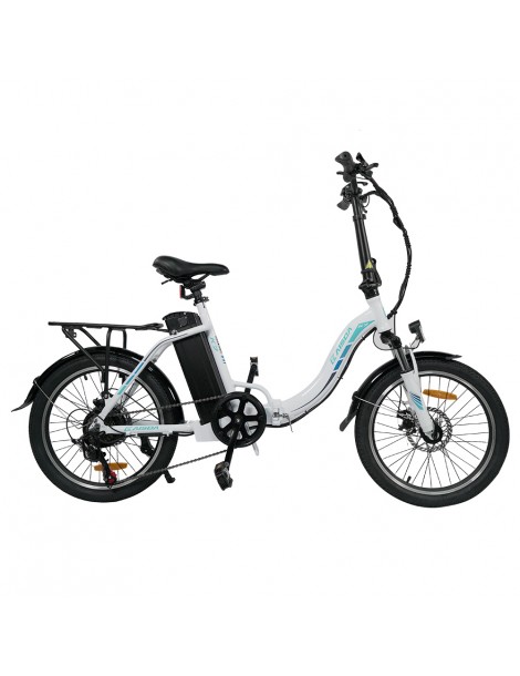 KAISDA K7 Ciclomotore elettrico pieghevole bicicletta da montagna motore 350W SHIMANO a 7 velocità controllo APP - Bianco