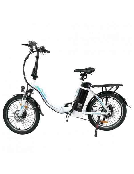 KAISDA K7 Ciclomotore elettrico pieghevole bicicletta da montagna motore 350W SHIMANO a 7 velocità controllo APP - Bianco Sottocosto