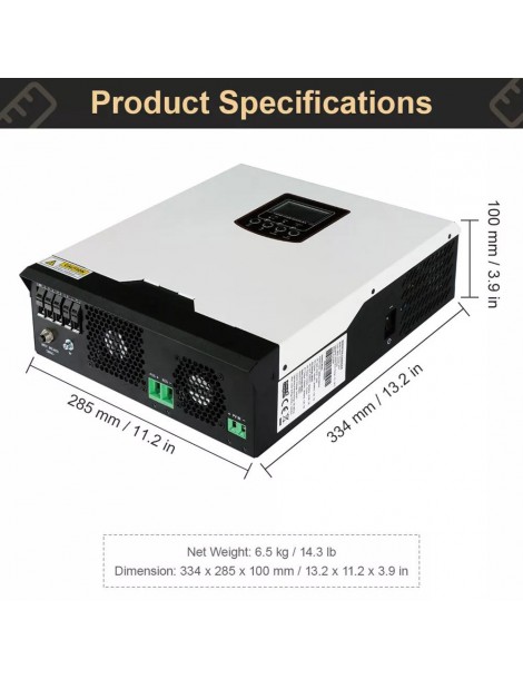DAXTROMN Inverter solare off grid da 3KW caricatore PWM da 24V DC 70A ingresso PV 80VDC Inverter sinusoidale puro senza WiFi Vendite Flash