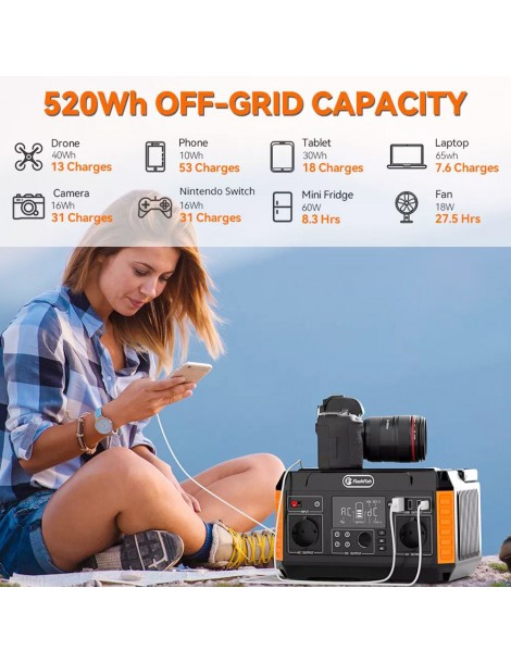 FlashFish P60 560W/520Wh Generatore solare portatile 220V Pure Sine Wave AC Outlets 11 uscite EU Moda