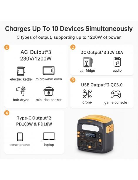 Newsmy N1200 Stazione di alimentazione portatile batterie LiFePO4 da 921Wh Consegna Veloce