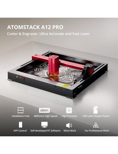ATOMSTACK A12 PRO 12W Taglierina per incisione laser messa a fuoco fissa precisione di incisione 0 02 mm Offerta
