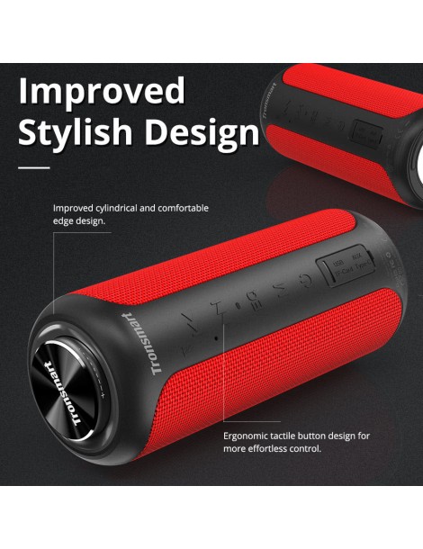Tronsmart T6 Plus Edizione aggiornata Altoparlante portatile Bluetooth 5.0 con potenza fino a 40W Suono a 360° IPX6 NFC - Rosso Spedizione Gratuita